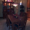 Mission oak dining set with matching display hutch